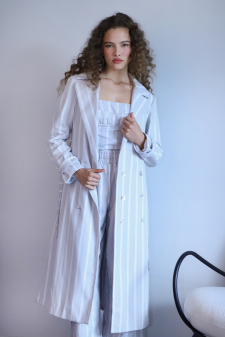 Trench Coat Listra Cinza 
