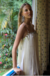 Vestido Lavínia Franjas Off-White