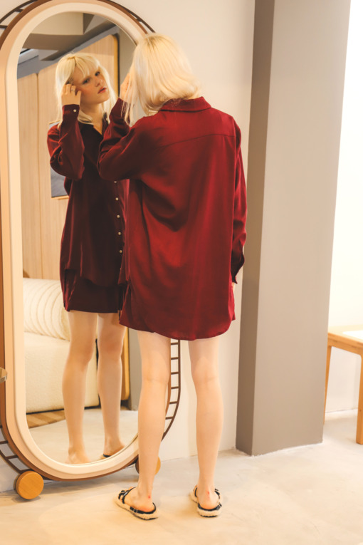 Camisa Linho Burgundy